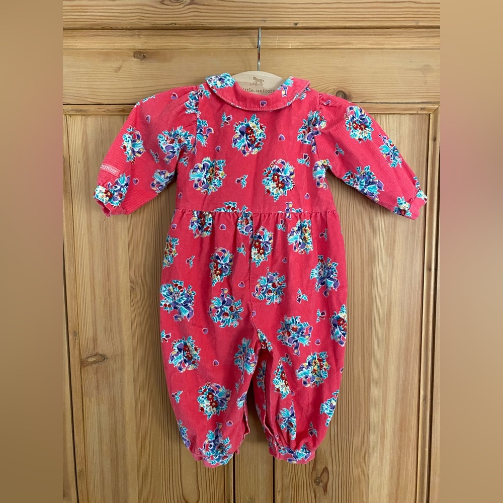 Vintage Pink Floral Oshkosh Corduroy Romper